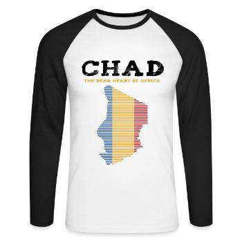 Tschad Nationalfarben Länderumriss Heimat Geschenk - Unisex Baseballshirt langarm - Weiß/Schwarz - Vorne - Nik (191cm)