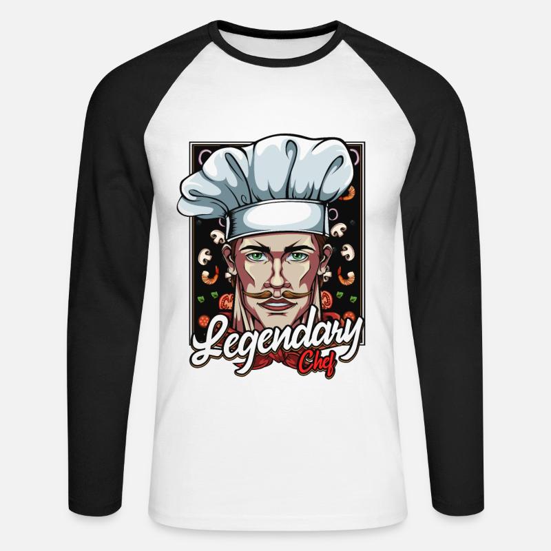 Chefkoch Küchenchef Kochkunst Kochen Geschenkidee - Unisex Baseballshirt langarm - Weiß/Schwarz