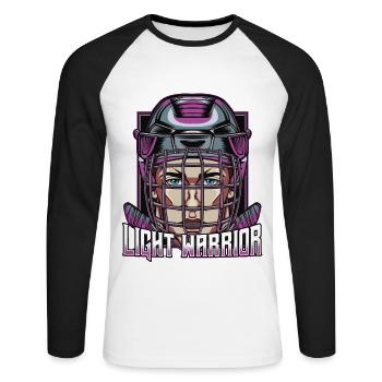Idée de cadeau pour bâton de hockey sur glace - T-shirt baseball manches longues Homme - blanc/noir - Devant - Nik (191cm)