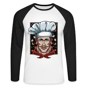 Chef Chef Chef Chefs Restaurant Cooking - Unisex Long Sleeve Baseball T-Shirt - white/black - Front - Nik (191cm)