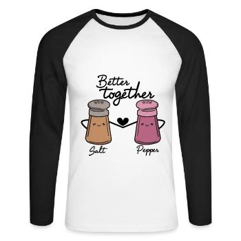 Better Together Salt Pepper Heart Spice Gift - Unisex Long Sleeve Baseball T-Shirt - white/black - Front - Nik (191cm)