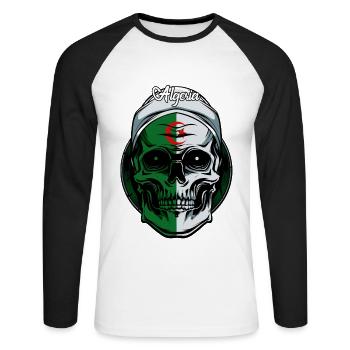 Crâne République Algérienne Démocratique - T-shirt baseball manches longues Homme - blanc/noir - Devant - Nik (191cm)