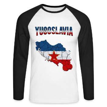 République fédérale de Yougoslavie pays contour cadeau - T-shirt baseball manches longues Homme - blanc/noir - Devant - Nik (191cm)