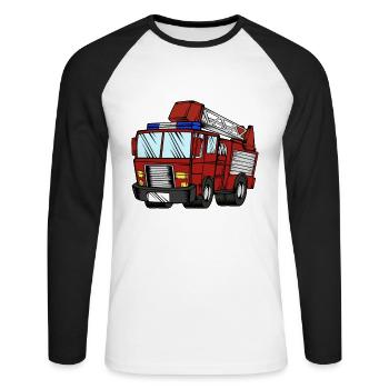 Fire Engine - T-shirt baseball manches longues Homme - blanc/noir - Devant - Nik (191cm)