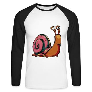 Escargot de dessin animé - T-shirt baseball manches longues Homme - blanc/noir - Devant - Nik (191cm)