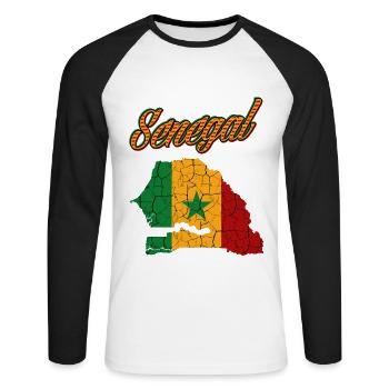 Cool Senegal Country Outline Dakar Pikine Gift - Unisex Long Sleeve Baseball T-Shirt - white/black - Front - Nik (191cm)