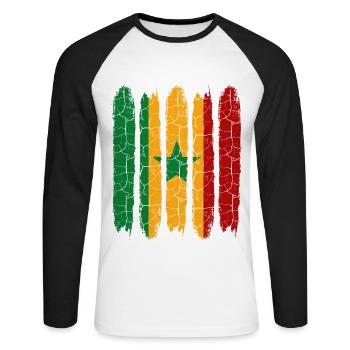 Sénégal - T-shirt baseball manches longues Homme - blanc/noir - Devant - Nik (191cm)