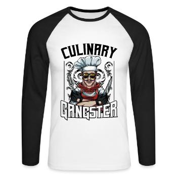 Culinary Gangster Cool Chef Cooking Art Gift - Unisex Long Sleeve Baseball T-Shirt - white/black - Front - Nik (191cm)