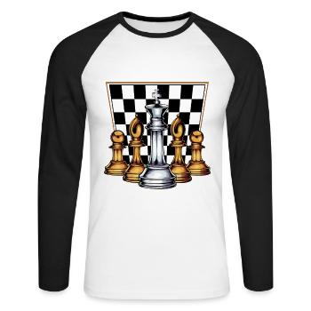 Échiquier King Lady Runner Tower Springer Bauer - T-shirt baseball manches longues Homme - blanc/noir - Devant - Nik (191cm)