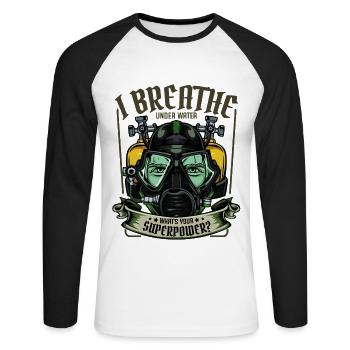 Plongeurs - T-shirt baseball manches longues Homme - blanc/noir - Devant - Nik (191cm)