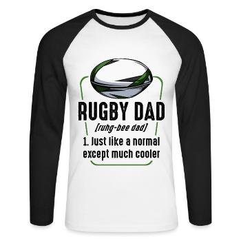 Rugby - Unisex Baseballshirt langarm - Weiß/Schwarz - Vorne - Nik (191cm)