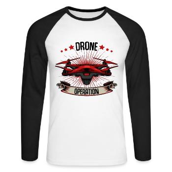 Drones - T-shirt baseball manches longues Homme - blanc/noir - Devant - Nik (191cm)