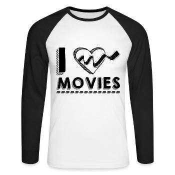 movie fans - Unisex Long Sleeve Baseball T-Shirt - white/black - Front - Nik (191cm)