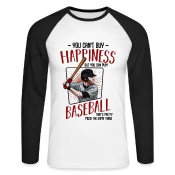 Baseball - Unisex Baseballshirt langarm - Weiß/Schwarz - Vorne - Nik (191cm)