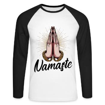 Yoga - Unisex Baseballshirt langarm - Weiß/Schwarz - Vorne - Nik (191cm)