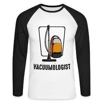 Vacuumologist Staubsauger Haushälterin Geschenk - Unisex Baseballshirt langarm - Weiß/Schwarz - Vorne - Nik (191cm)