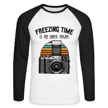 Photographer - Unisex Long Sleeve Baseball T-Shirt - white/black - Front - Nik (191cm)