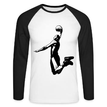 Basketball - Unisex Baseballshirt langarm - Weiß/Schwarz - Vorne - Nik (191cm)