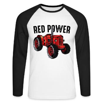 Idée cadeau tracteur tracteur tracteur tracteur - T-shirt baseball manches longues Homme - blanc/noir - Devant - Nik (191cm)