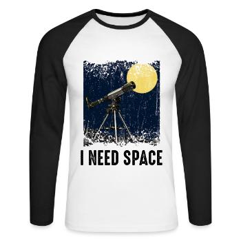 J'ai besoin d'un cadeau de fan d'astronomie pour télescope spatial - T-shirt baseball manches longues Homme - blanc/noir - Devant - Nik (191cm)