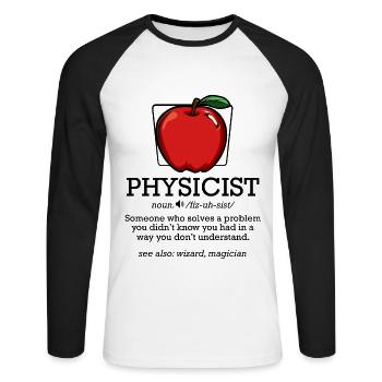 physicist - Unisex Long Sleeve Baseball T-Shirt - white/black - Front - Nik (191cm)