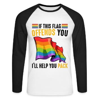 LGBT - Unisex Baseballshirt langarm - Weiß/Schwarz - Vorne - Nik (191cm)