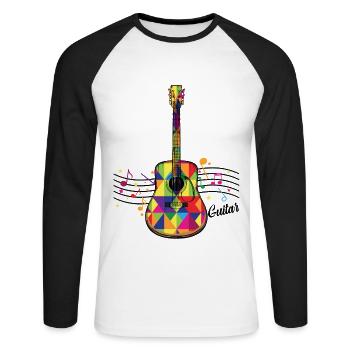 Gitarre - Unisex Baseballshirt langarm - Weiß/Schwarz - Vorne - Nik (191cm)