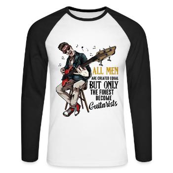 Gitarre - Unisex Baseballshirt langarm - Weiß/Schwarz - Vorne - Nik (191cm)