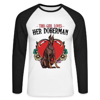 Dobermann - T-shirt baseball manches longues Homme - blanc/noir - Devant - Nik (191cm)
