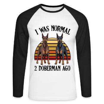 Dobermann - T-shirt baseball manches longues Homme - blanc/noir - Devant - Nik (191cm)