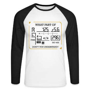 Photographie énonciations drôles cadeau de photographes - T-shirt baseball manches longues Homme - blanc/noir - Devant - Nik (191cm)