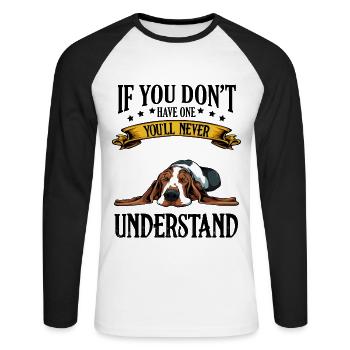 Basset Hound saying Funny Sweet Dog Gift - Unisex Long Sleeve Baseball T-Shirt - white/black - Front - Nik (191cm)
