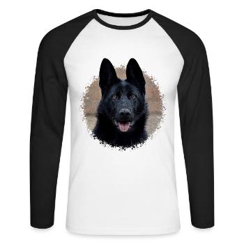 Black german shepherd - Unisex Long Sleeve Baseball T-Shirt - white/black - Front - Nik (191cm)