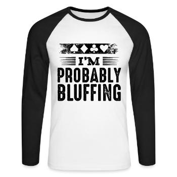 Poker - Unisex Long Sleeve Baseball T-Shirt - white/black - Front - Nik (191cm)