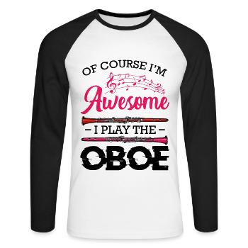 oboe - Unisex Long Sleeve Baseball T-Shirt - white/black - Front - Nik (191cm)