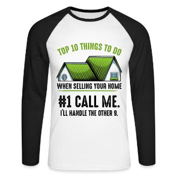 Makler - Unisex Baseballshirt langarm - Weiß/Schwarz - Vorne - Nik (191cm)