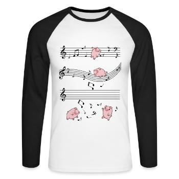 porc - T-shirt baseball manches longues Homme - blanc/noir - Devant - Nik (191cm)