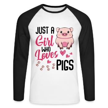 porc - T-shirt baseball manches longues Homme - blanc/noir - Devant - Nik (191cm)