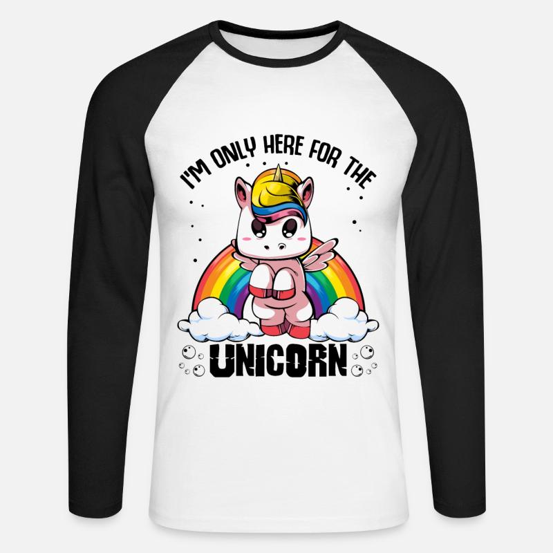 Einhorn - Unisex Baseballshirt langarm - Weiß/Schwarz