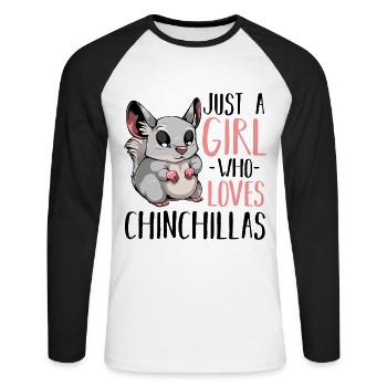 Chinchilla - Unisex Baseballshirt langarm - Weiß/Schwarz - Vorne - Nik (191cm)