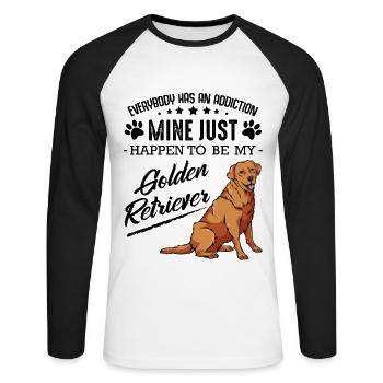 Golden retriever - T-shirt baseball manches longues Homme - blanc/noir - Devant - Nik (191cm)
