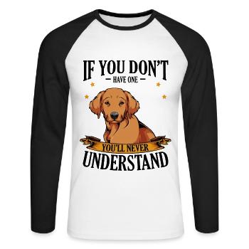 Golden retriever - T-shirt baseball manches longues Homme - blanc/noir - Devant - Nik (191cm)