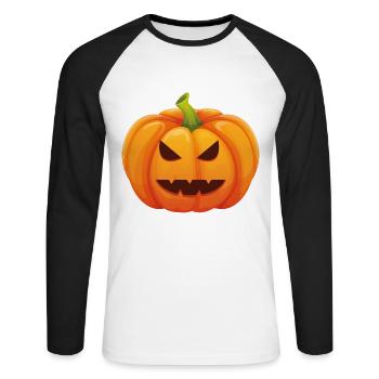 Costume d'Halloween Citrouille - Je suis une citrouille - T-shirt baseball manches longues Homme - blanc/noir - Devant - Nik (191cm)