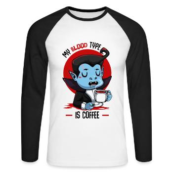 Halloween Vampire - T-shirt baseball manches longues Homme - blanc/noir - Devant - Nik (191cm)