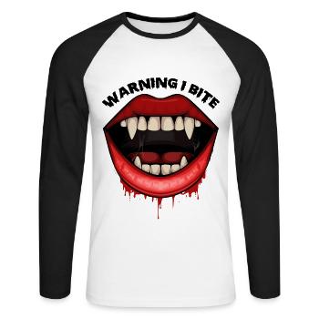 Halloween Vampire - T-shirt baseball manches longues Homme - blanc/noir - Devant - Nik (191cm)