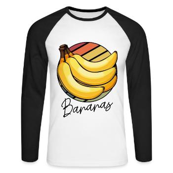 Bananen Frucht - Unisex Baseballshirt langarm - Weiß/Schwarz - Vorne - Nik (191cm)