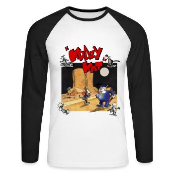 krazy kat Bandes dessinées - T-shirt baseball manches longues Homme - blanc/noir - Devant - Nik (191cm)