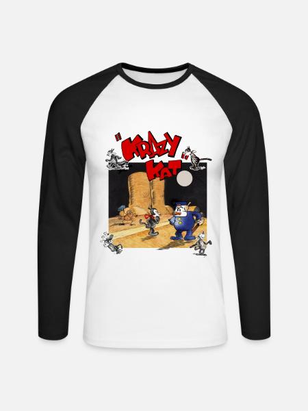 krazy kat Comics - Unisex Long Sleeve Baseball T-Shirt - white/black