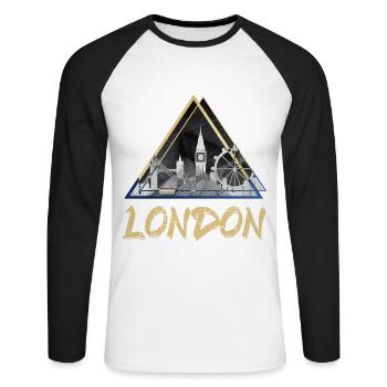 London Uk UK England Skyline City - Unisex Long Sleeve Baseball T-Shirt - white/black - Front - Nik (191cm)