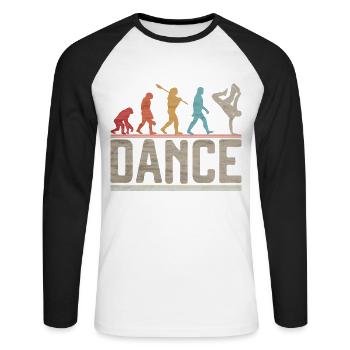 Breakdance Evolution B-boy B-Girl Hip Hop Dance - Unisex Long Sleeve Baseball T-Shirt - white/black - Front - Nik (191cm)
